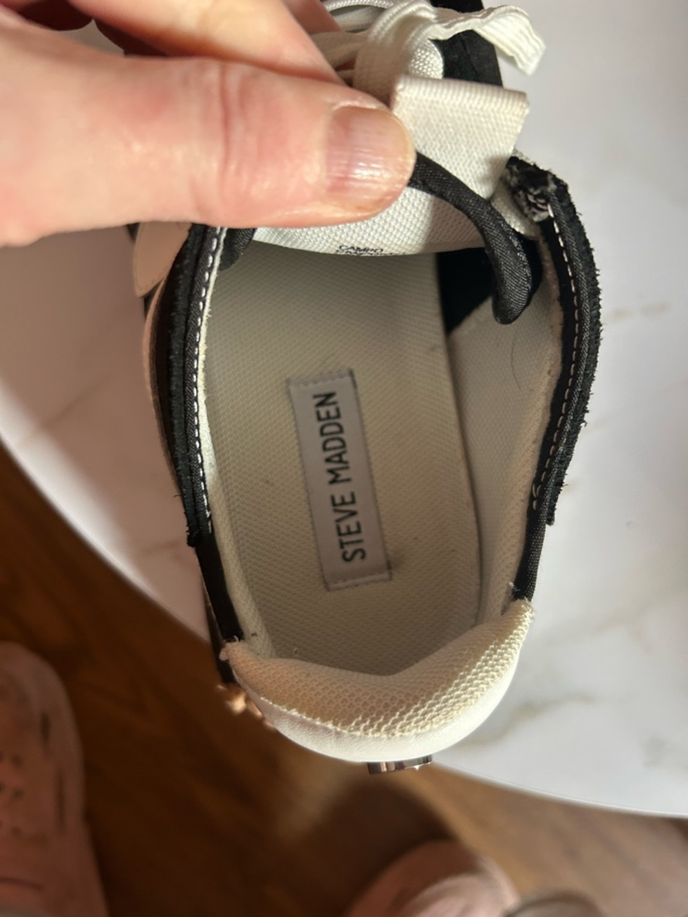 Steve Madden Black and White Campo Women's Sneakers - Picture 4 of 6